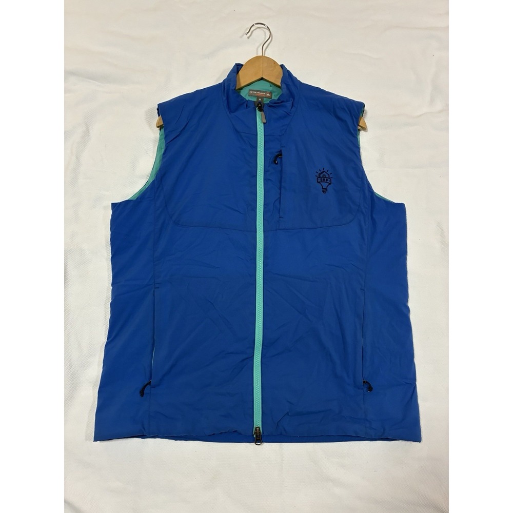Peter Millar‎ Crown Sport Men's M Vest Blue Mint Puffer CSB Logo Golf Outdoors